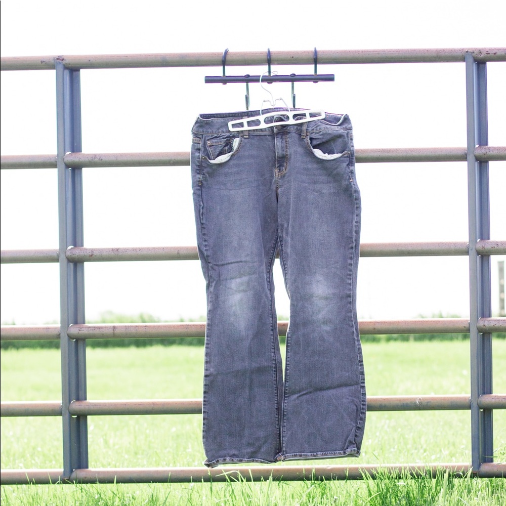 American Eagle Grey Denim Artist Jeans